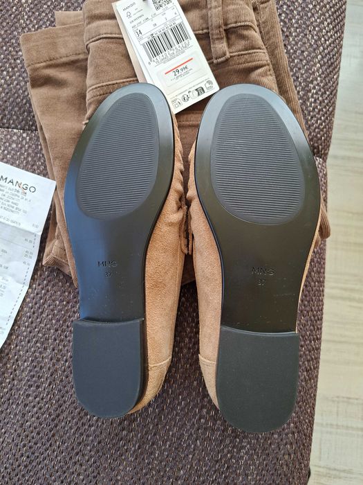 Мокасини велур с катарама Mango, Нови,  номер 37 - Телешка кожа
