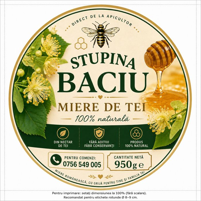 Vând miere de tei 100% naturală
