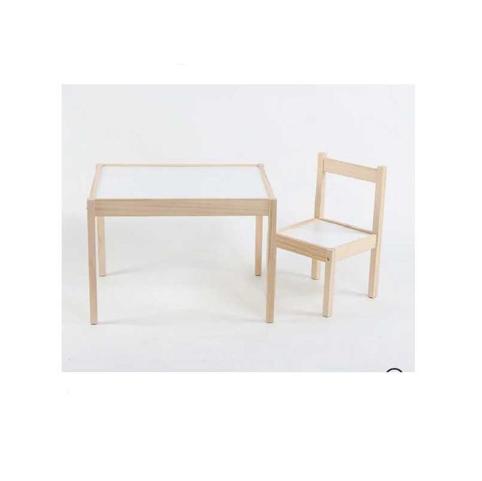 Декоративна детска масичка и стол Mercado Trade, За деца, Дърво, Бял