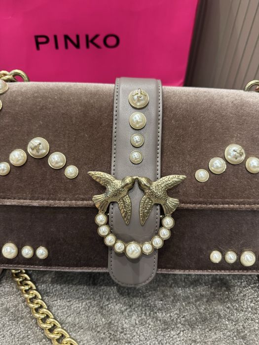 Оригинална дамска чанта PINKO Pinko Love Velvet Pearls