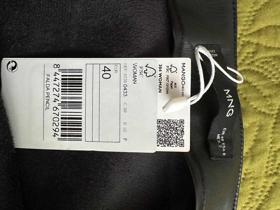 Пола-молив Mango от изкуствена кожа, размер 40