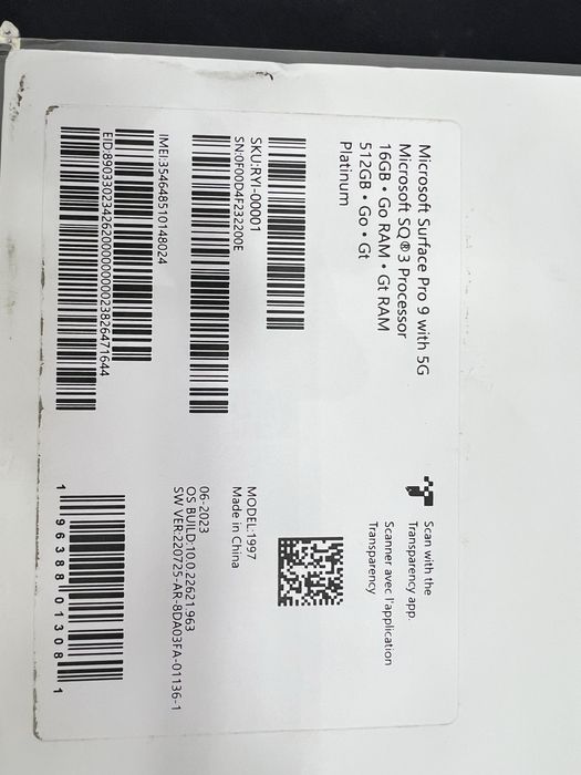 Microsoft surface Pro 9 5G LTE   DDR4 16 GB SSD 512
