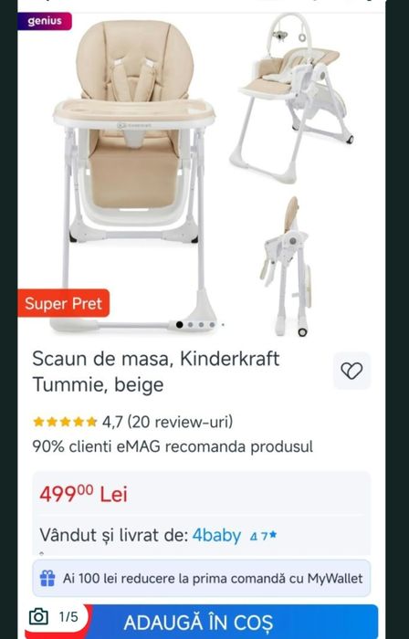Scaun de masa bebe Kinderkraft