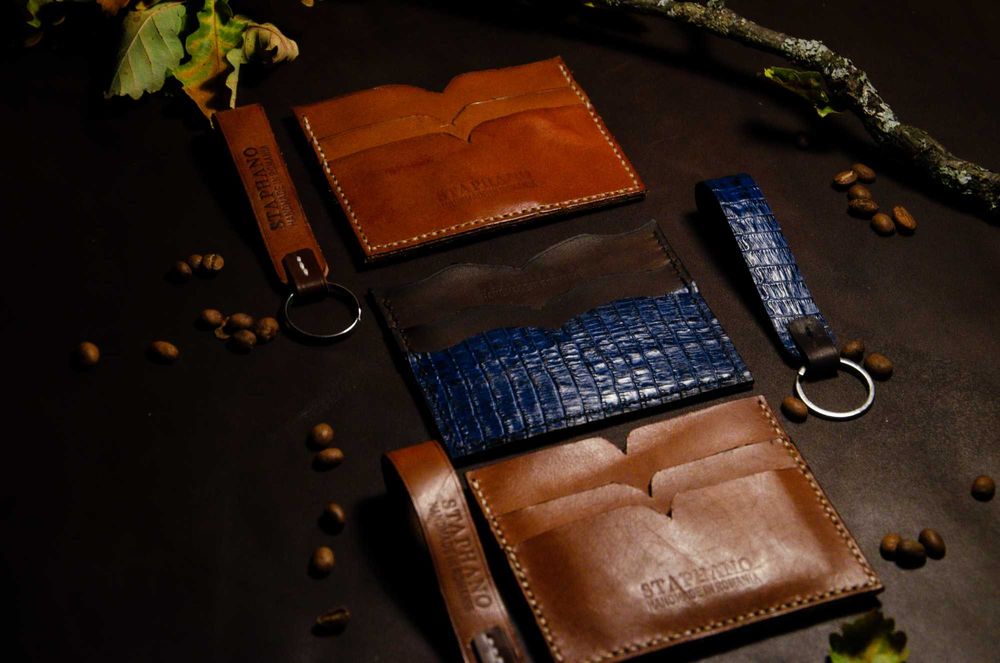 Portcard piele naturala handmade