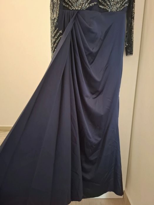 Rochie lungă de seară bleumarin cu paiete, mărimea 46