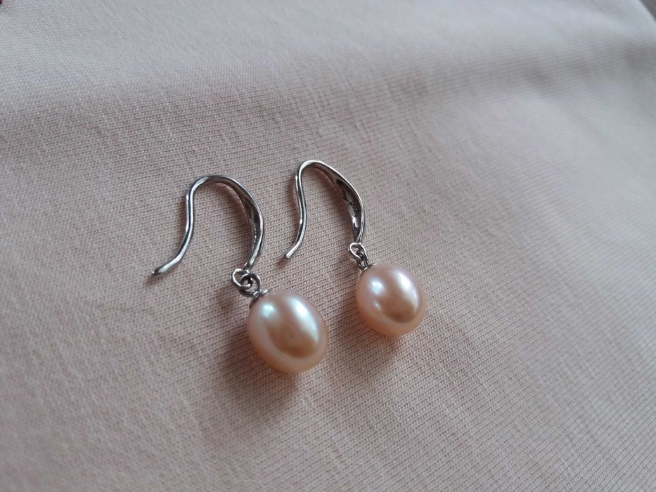 Обеци сребро, розови перли Yuno Pearls
