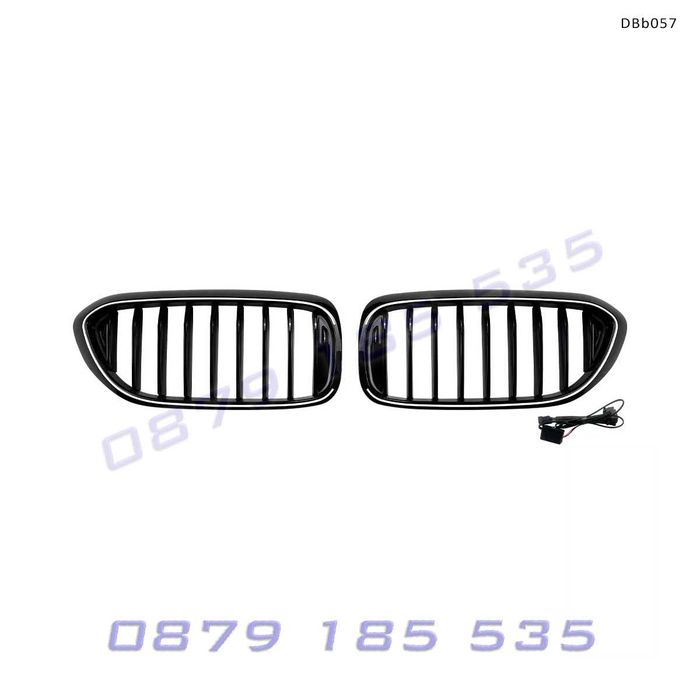 Светещи LED бъбреци BMW G30 G31, черен гланц - DBb057 решетки предна броня със лед светлини бмв г30 г31