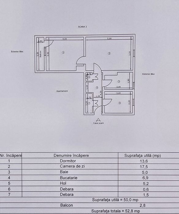 Apartament 2 camere semidecomandat – Central Moinești