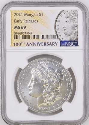 Монета Сребърен Морган долар 2021 сертифициран от NGC