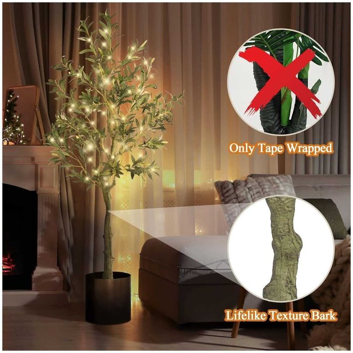 ПРОМО Изкуствено маслиново дърво с лед светлини - 183 см - A-GE23005