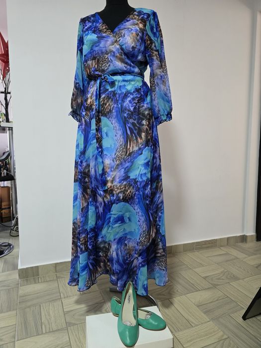 Balerini verzi din piele naturala moale, talpa usoara;