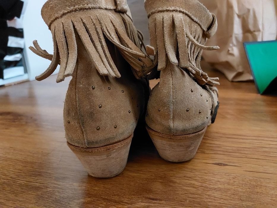 Кожени боти от набук Mango N°39, boho, Cowboy, Marant