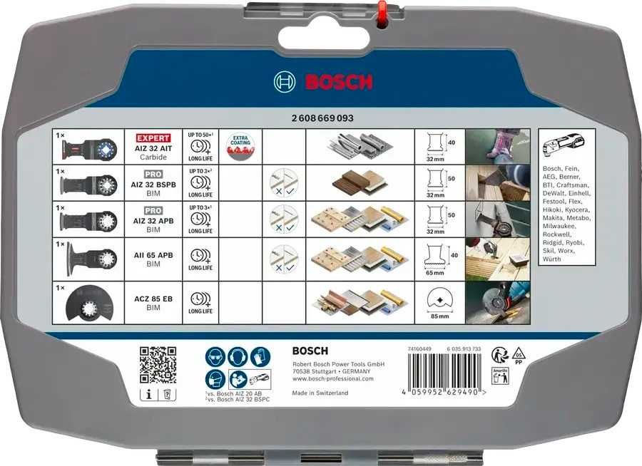 Комплект ножове Bosch Starlock за мултифункционален инструмент, 5 бр. , 2608669093