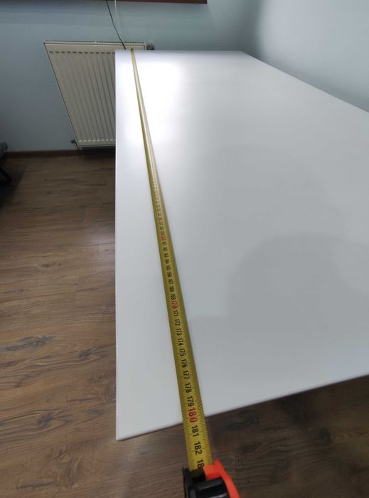Birou reglabil pe înălțime alb, 180x80x2.5cm