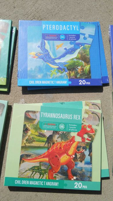 НАМАЛЕНИЯ! 6 модела магнитни пъзели с динозаври с магнитни корици