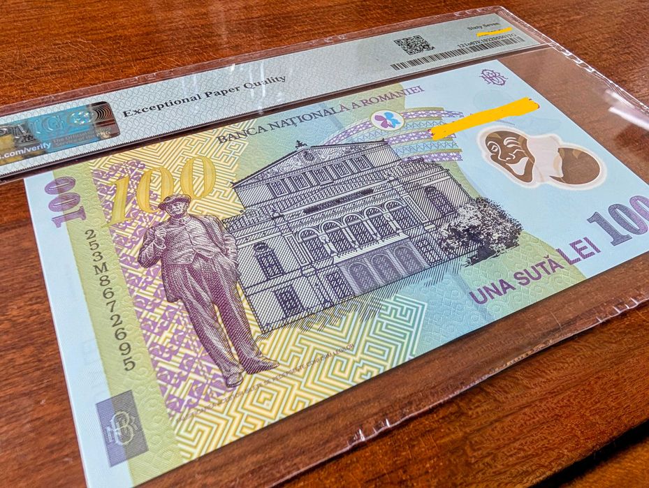 Bancnota numismatica 100 lei 2025 gradata