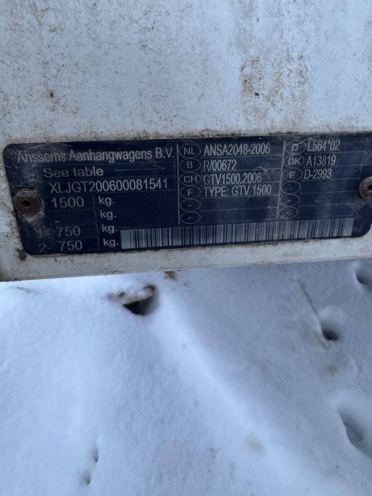 Vând remorcă auto 1,5 t