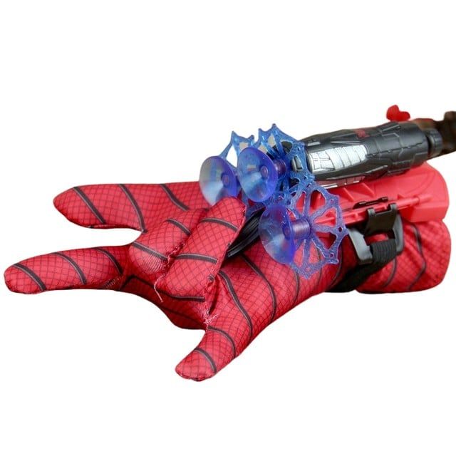 Set costum Ultimate Spiderman copii, 110-120 cm si manusa cu ventuze