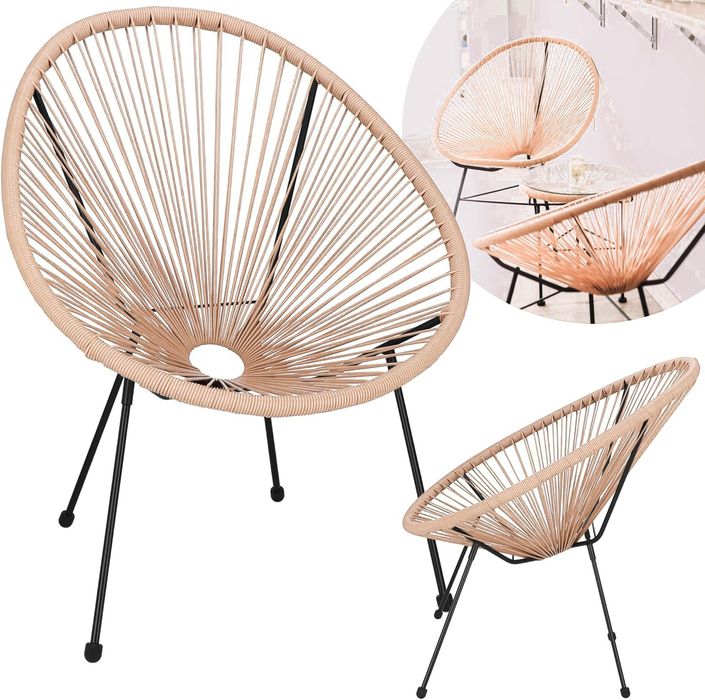 Луксозен Градиснки Комплект Acapulco – Два Бежови Стола и Кръгла Маса