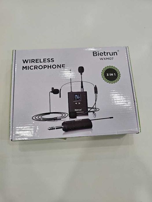 Bietrun WXM07 – безжична UHF микрофонна система 3 в 1 с headset, handheld и lavalier микрофон