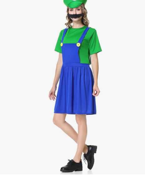 Дамски костюм Super Mario Luigi, дамски карнавален костюм