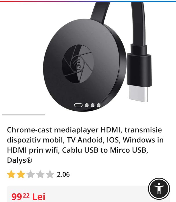 Dispozitiv streaming Google Chromecast
