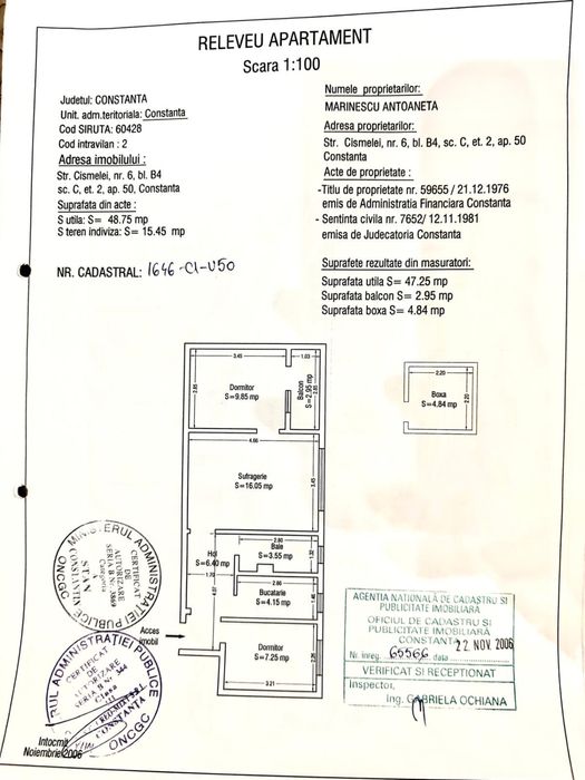 Vand apartament 3 camere-zona Cismelei