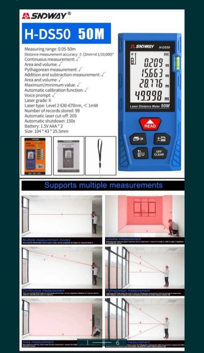 Дальномер лазерный метр рулетка лазер измеритель дальнометр лазерная