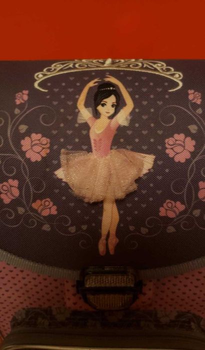 Ghiozdan fete ErichKrause Balet, ergonomic, 15 litri, roz/gri