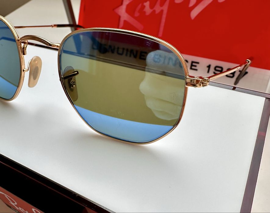 Ray-Ban RB3548-N Hexagonal, огледални, златна рамка