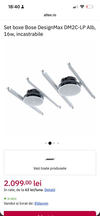 Set boxe Bose DesignMax DM2C-LP Alb, 16w, incastrabile