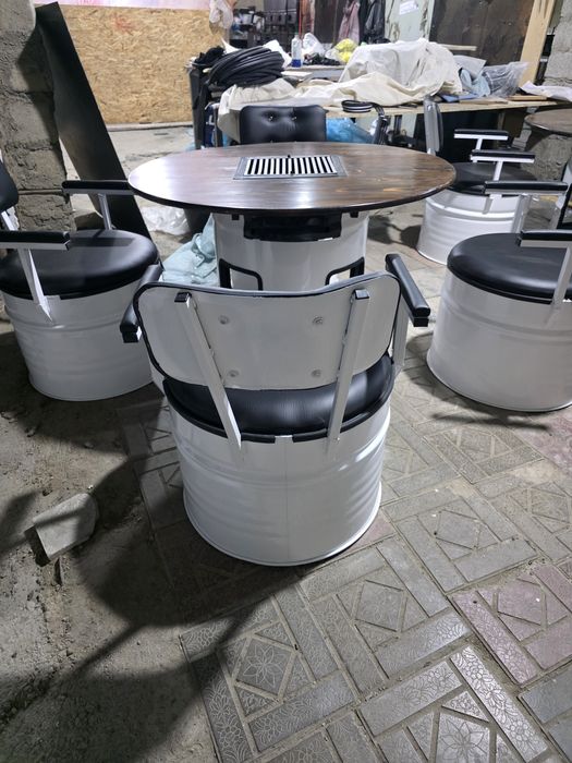 Мебель из бочек , стол стул, бар,фудтрак учун мебель ,лого дизайн ,