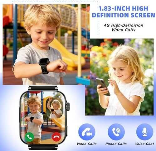 Нов черен Смарт часовник за деца GPS WiFi LBS 4G видео разговор SOS бутон игри