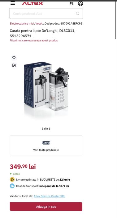 carafa pt lapte Delonghi