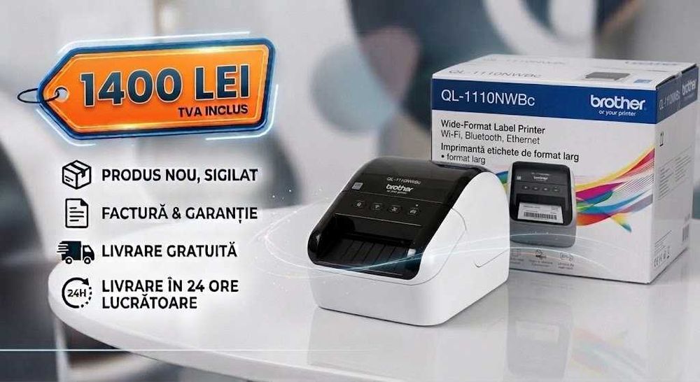 Brother QL-1110NWBc - Nou Sigilat, Factură, Garanție, Livrare Gratuită