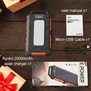Solar Power Bank 20000mAh, PD 15W