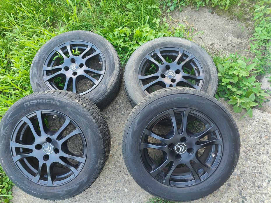 Roți cauciucuri iarnă 205/60/R16+Jante Anzio black, 4x108, J6,5, ET20