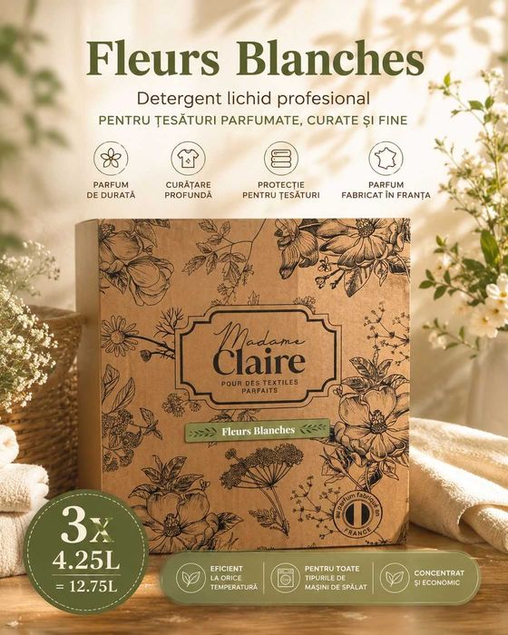 Detergent Madame Claire 4L+250ml CADOU – parfum intens și haine fresh