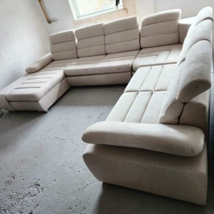 NOU Coltar U form, beige, stofă, extensibil