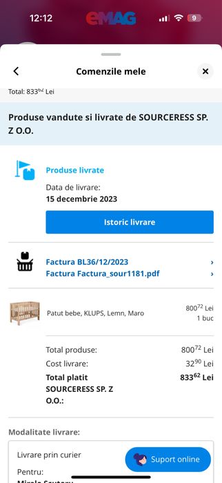 Vand patut + saltea cocos NEFOLOSITE