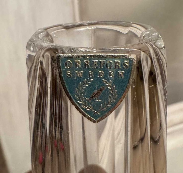 Orrefors Swedenq 1970г –Малка кристална ваза с гравюра.