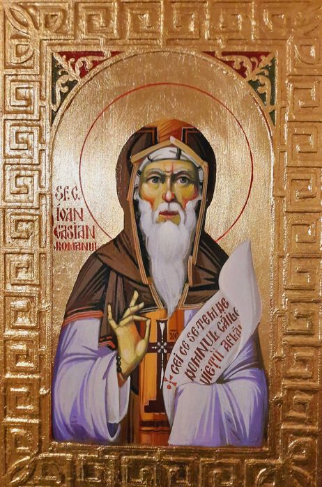 Sfantul Cuvios CASIAN, icoana pictata, 20 x 30 cm, ornament