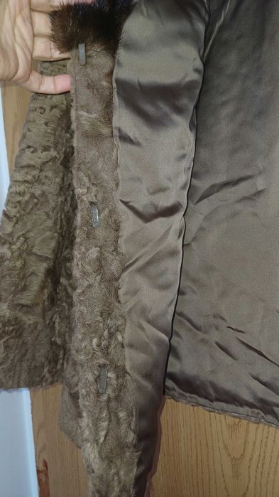 Кафяво палто  естествен косъм L