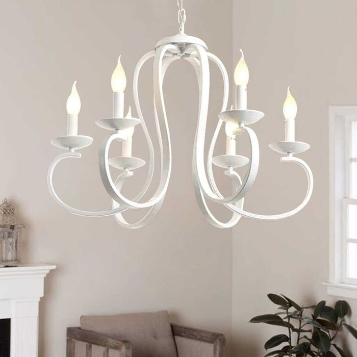 Античен полилеи, висяща със свещ, винтидж, желязна, френски селски