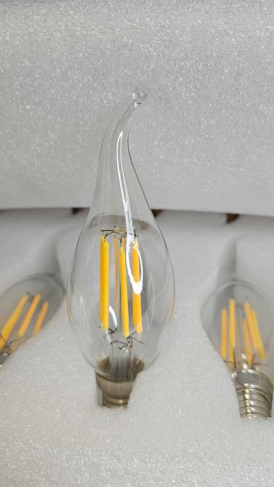 Комплект  10 LED крушки с нажежаема жичка (filament) –форма пламък C35