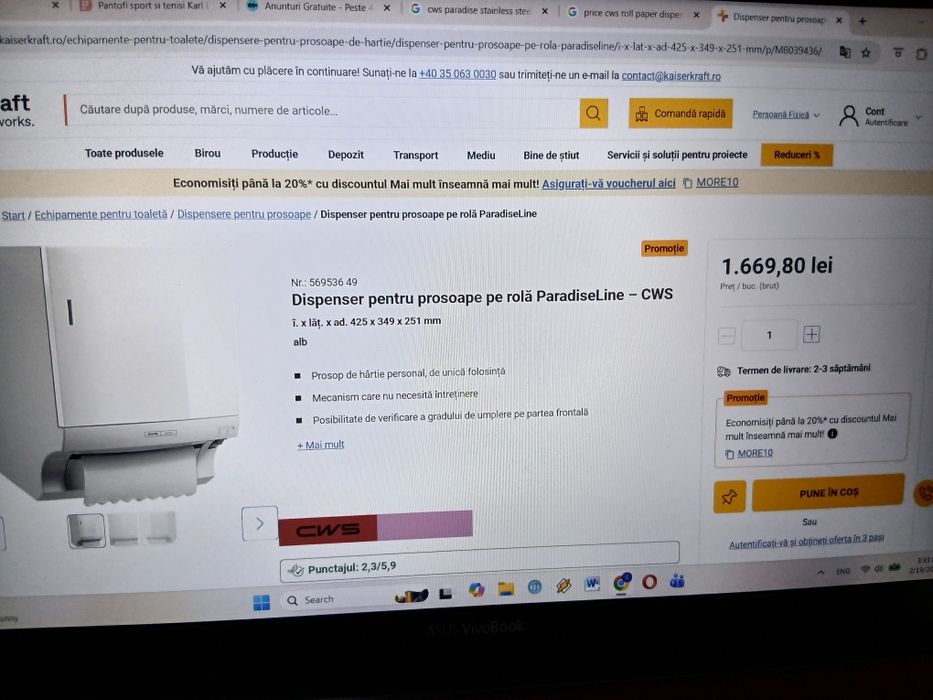 Dispenser prosop hartie Profesional CWS