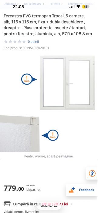 Fereastra termopan 116x116