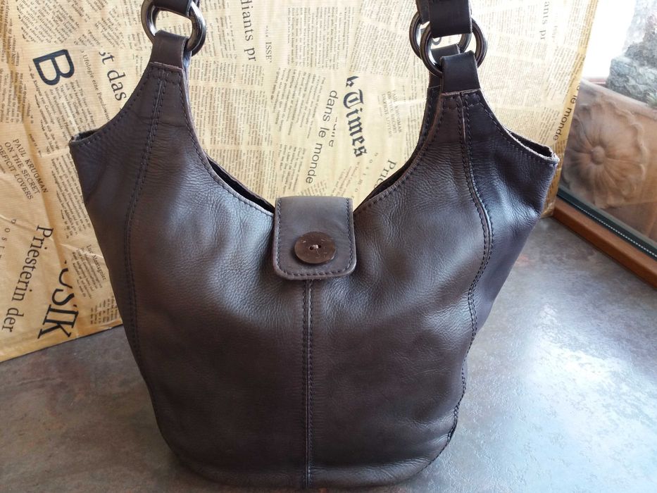 дамска чанта,малка кожена торба-Clarks,кафява естествена кожа