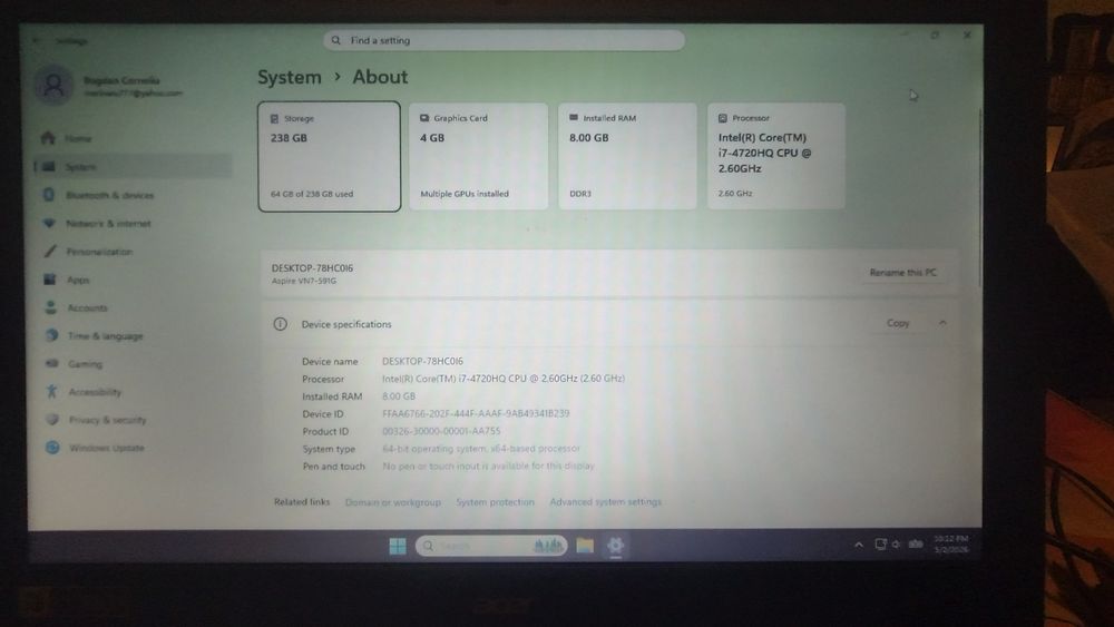 Acer Gaming video 4GB dedicat