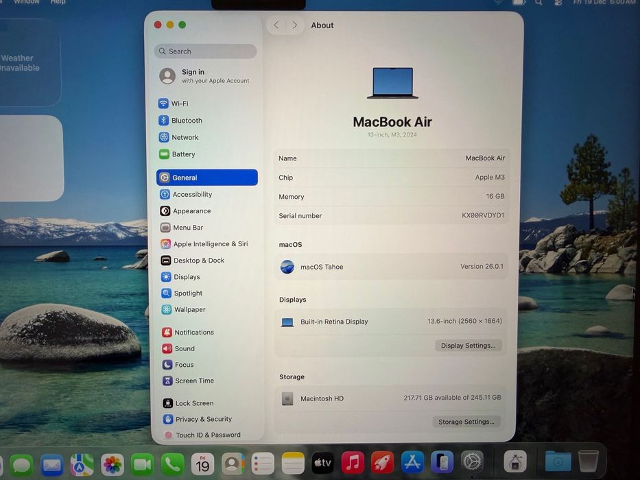 MacBook Air 13" M3 Chip 8-CPU, 10-GPU, 16GB RAM, 256GB SSD